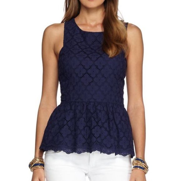 Lilly Pulitzer Tops - LILLY PULITZER - Doily Lace Peplum Top